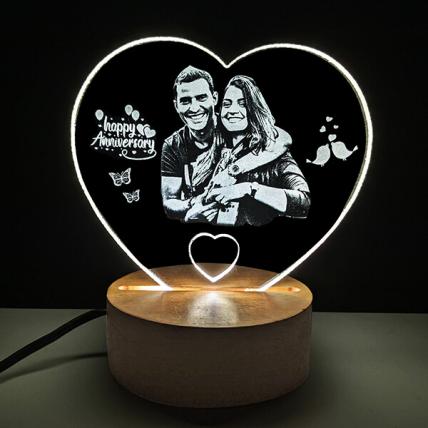 Heart  shaped ( Inside cut heart ) crystal glass engraving gift with Light