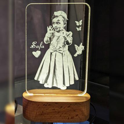 Rectangle shaped crystal glass engraving gift with Light
