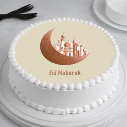 Eid Mubarak Black Vanilla Photo Cake