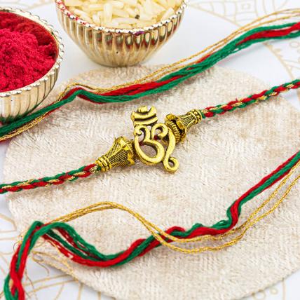 Exquisite OM Golden Rakhi