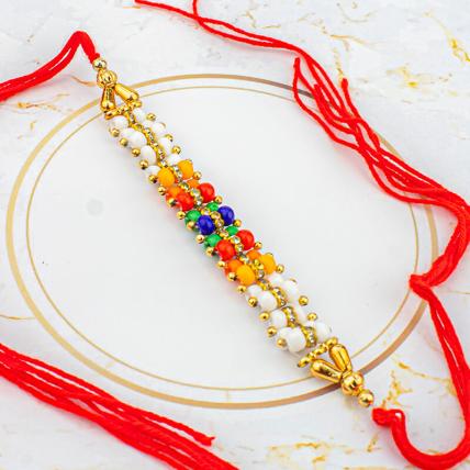 Double Moti with Beads String Rakhi