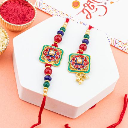 Fancy Stonework Rakhi Lumba Set
