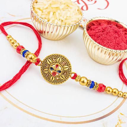 Golden Fancy Kundan Rakhi
