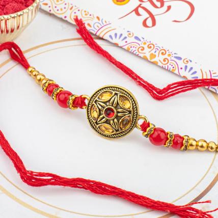 Ornamental Kundan Rakhi with beads