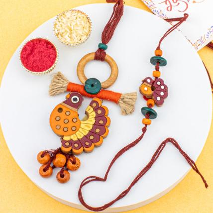 Peacock Rakhi Lumba Set