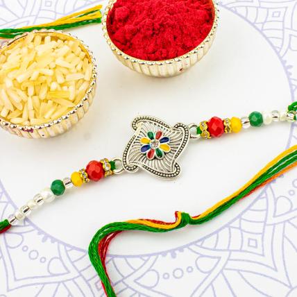 Silver Flower Rakhi