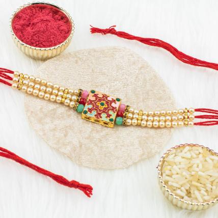 Multicolor Beautiful Pearl Rakhi