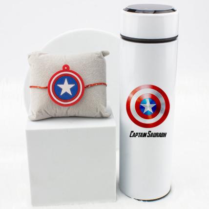 Captain America Rakhi With Temperature Bottle