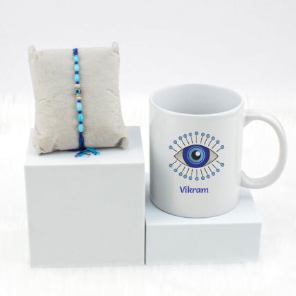 Evil eye Rakhi with Personalized Mug