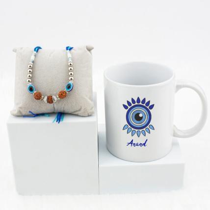 Rudraksh evil eye Rakhi with Mug