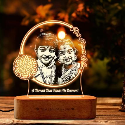 Threads of Love: Rakshabandhan Gift for brother Engraved Photo Lamp