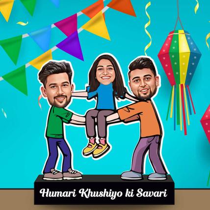 Khushiyo Ki Sawari Caricature: Rakhi Gift for Two Brothers and One Sister