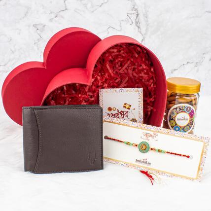 Designer Pearl Rakhi with Mens wallet Hamper