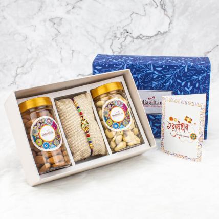 Ornamental  Rakhi with dry fruits Hamper