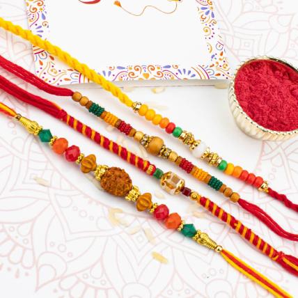 Rudraksha and Rakhi Combo of 4