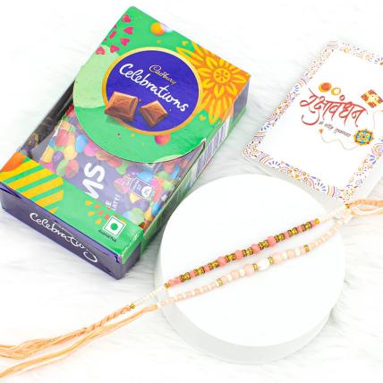 Pearl Rakhi Set With Dairy Milk