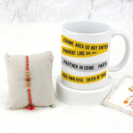 Crime Partner Mug Rakhi Combo