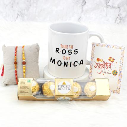 Ross Monica Mug with Rakhi & Ferrero Rocher 