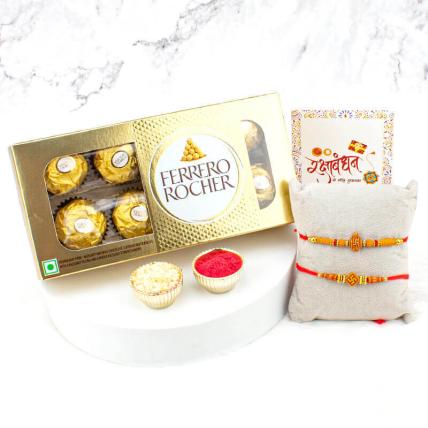 Swastik Rakhi Set with Ferrero Rocher