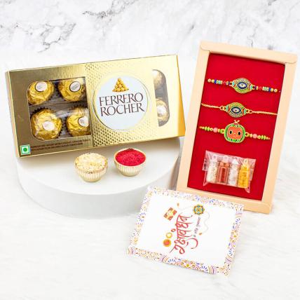 Beautiful Family Rakhi Set with Ferrero Rocher