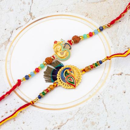 Special Peacock Rakhi Set
