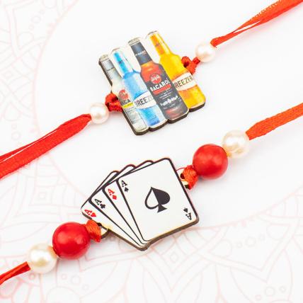 Beautiful Bacardi And Cards Rakhi Set