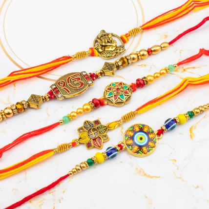 Beautiful Spiritual Rakhi Combo of 5