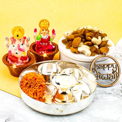 Diwali Puja Thali With Candle