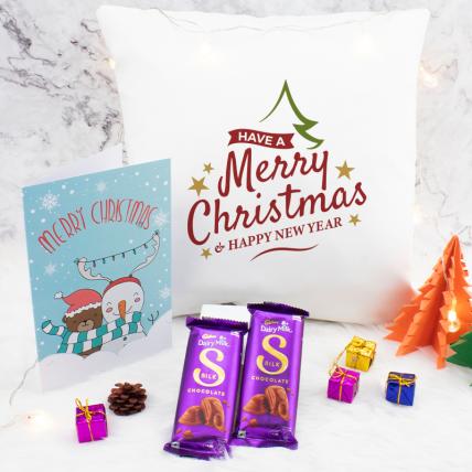 Merry Christmas Cushion and Chocolates Delight 