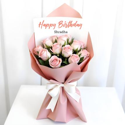 Personalised Peach Rose Bouquet
