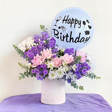 Beautiful Mixed Flowers In Round Box