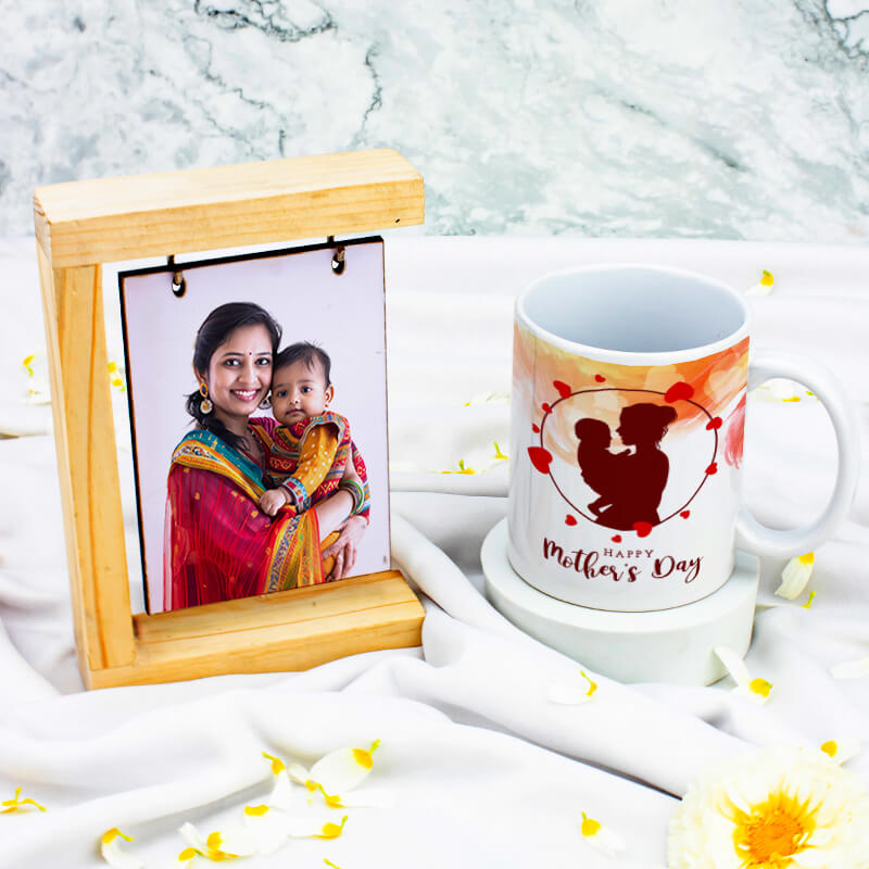 Mug and C-Shape Photo Stand for Mothers Day