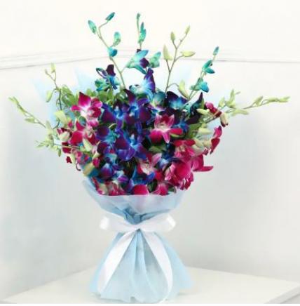 Express Delivery of Blue & Purple Orchids 