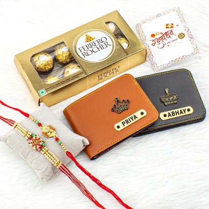 Personalized Elegance: Rakhi & Leather Wallet Combo