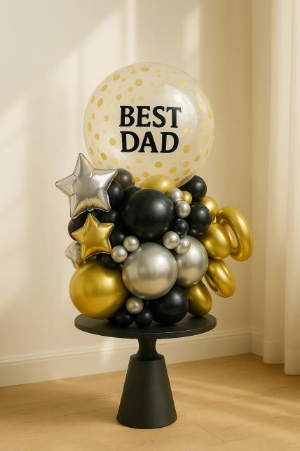 Black & Gold Dad Balloon Bouquet