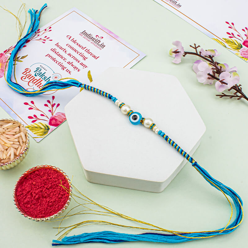 Beautiful Pearl Evil Eye Rakhi