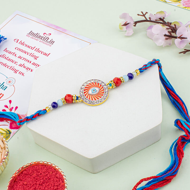Blue  Pearl Evil Eye Rakhi
