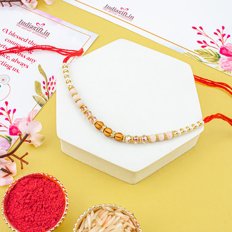 Wooden and Diamond Pearl Rakhi