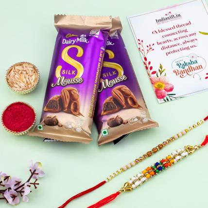 Beads Rakhi With Silk Chocolates