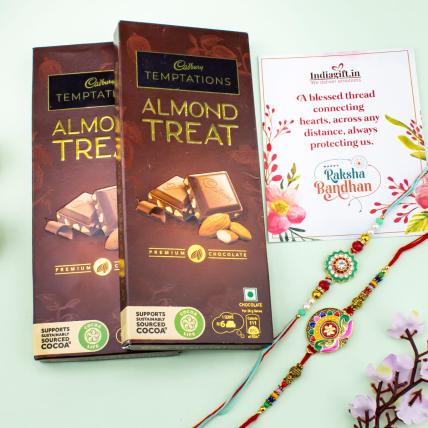 Kundan Rakhi Combo with Temptation Chocolates