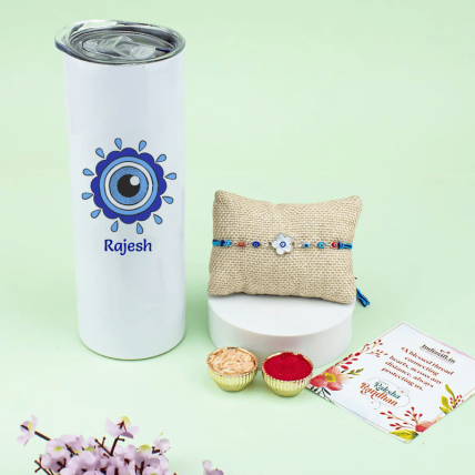 Evil eye Rakhi with Straw sipper