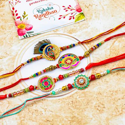 4 Set of Kundan Rakhi 