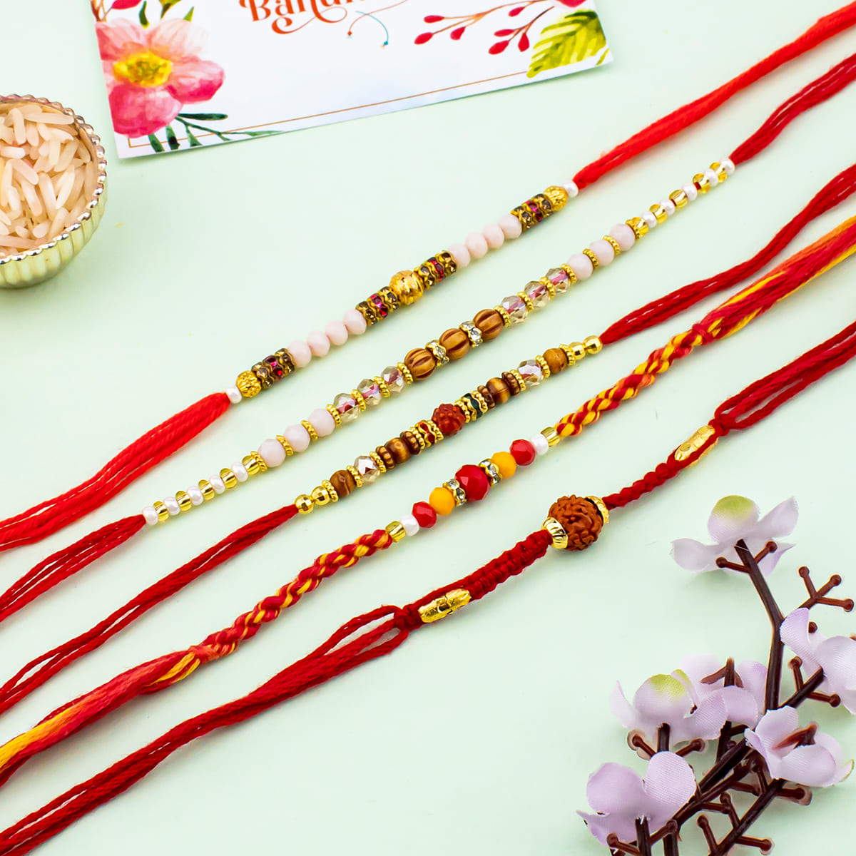 Exquisite Rakhi Combo of 5
