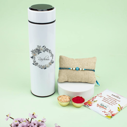Blue Evil eye Rakhi with Temperature bottle