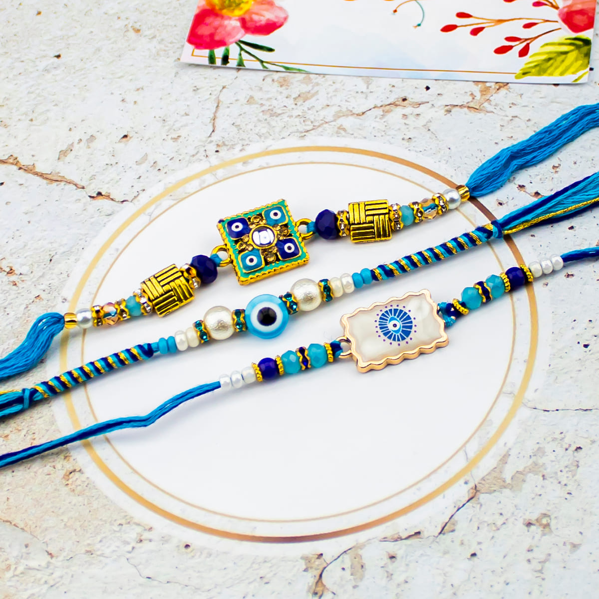 Beautiful Evil Eye 3 Rakhi Set