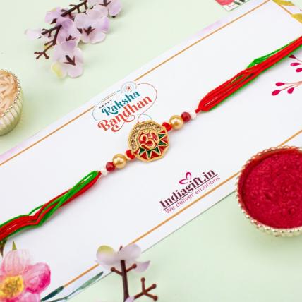 Beautiful Om Rakhi with Colorful Beads 