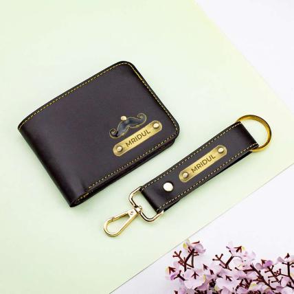 Leather Wallet And Keychain Set