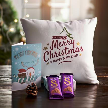 Merry Christmas Cushion and Chocolates Delight 