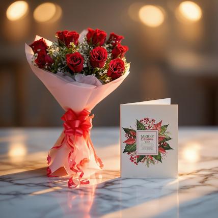 Christmas Flowers and Greeting Card