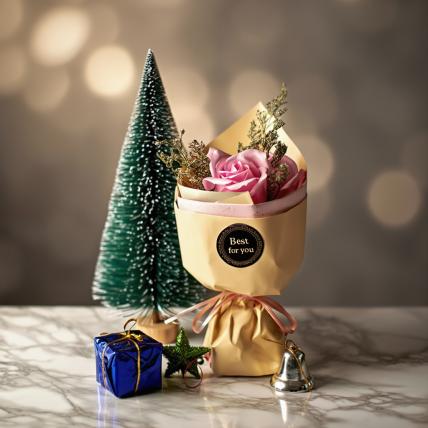 Christmas Tree with Flower Bouquet